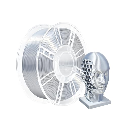 iBOSS Silk PLA Plus Filament 1.75mm Silver 1KG, 3D Printer Filament Dimensional Accuracy +/- 0.02mm, 1kg Plastic Spool(2.2lbs) Shiny Silk 3D Printing Filament Fits for Most FDM 3D Printers