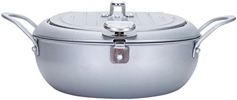 Vista 6 de Sartén antiadherente con termómetro Tempura Freidora, Mini sartén profunda con escurridor Mini sartén profunda con sartén de aceite 10 pulgadas