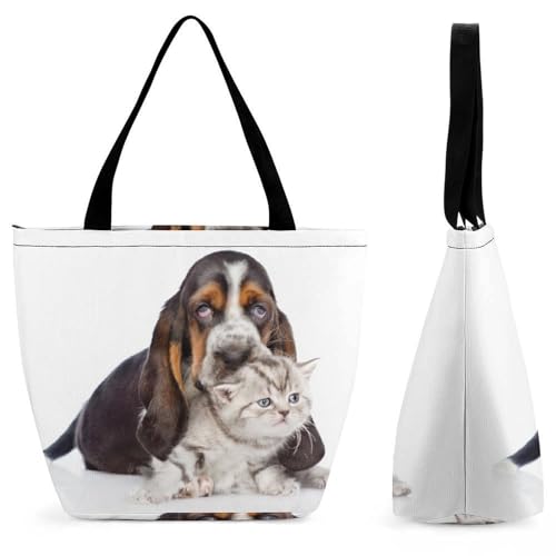 Sac à bandoulière 28.5x18x32.5cm chaton chiot, grand sac de shopping pour voyage