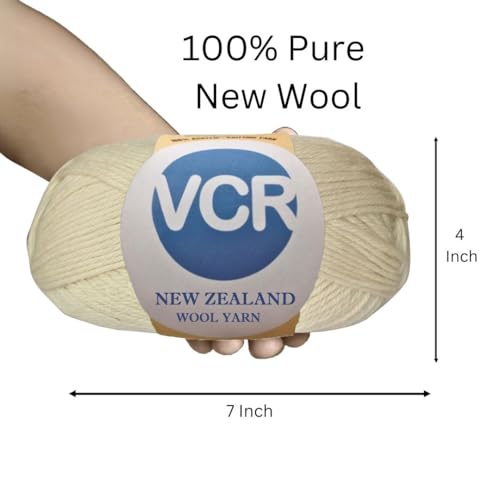 Image of VCR Off White Chunky Wool Yarn, 100 Grams, Hank, 196 Meters, 100% New Zealand Wool Knitting Yarn, Soft Crosia Thread Suitable for Baby Blankets & Booties Pack of 1
