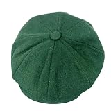 WENH Vintage Newsboy Caps Retro ośmiokątny kapelusz Modna płaska czapka(Green,M 56-58cm)