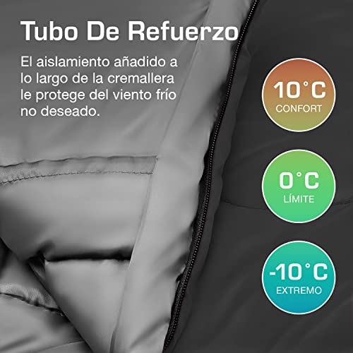 Miniatura 4 de Active Era Saco De Dormir Adulto 220 X 80 Cm Peso 300gr - Confort 10 C A 0 C. Resistente Al Agua, Relleno De Doble Capa, Cálido Con Capucha Y Cordón - Negro