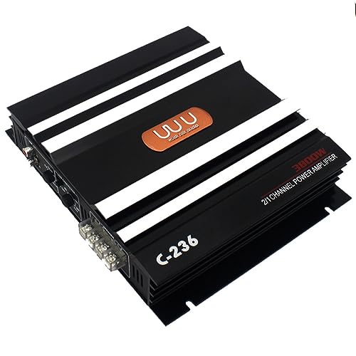 Zhemessy Amplificador de Coche de 3800 W Amplificador de Potencia de Audio EstéReo para Coche de Alta Potencia de AleacióN de Aluminio Negro de 2 Canales para Subwoofer de Coche