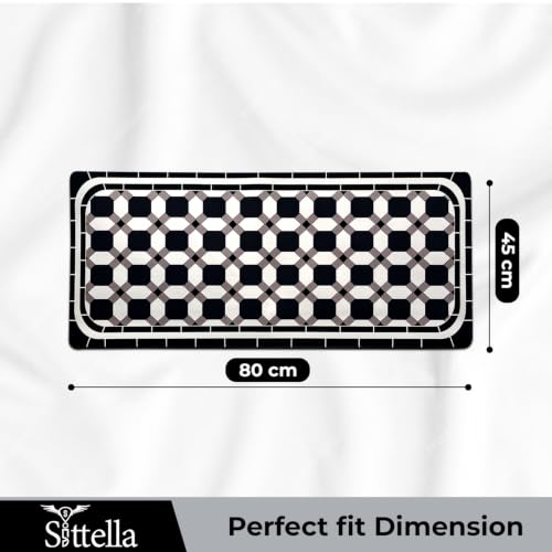 Image of SITTELLA Geometric Print Kitchen Floor Mat 45x80 CM, Waterproof & Anti Slip | Soft Washable Kitchen Runner | Anti Skid Floor Mat for Kitchen, Home & Dining Area
