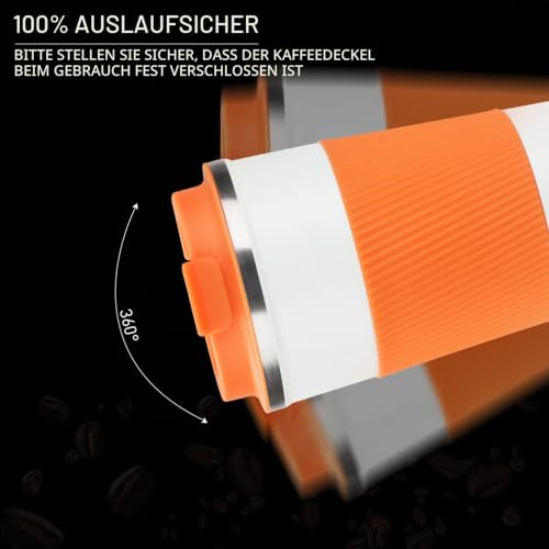 CS COSDDI Thermobecher- Isolierbecher, Edelstahl Travel Mug, 13oz/380ml Vakuum auslaufsicher Reisebecher mit Deckel, Autobecher… – Ansicht 2
