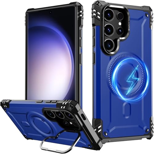 Custodia Stand per Samsung Galaxy S25 Ultra Compatibile con MagSafe resistente agli urti per S25 - blu