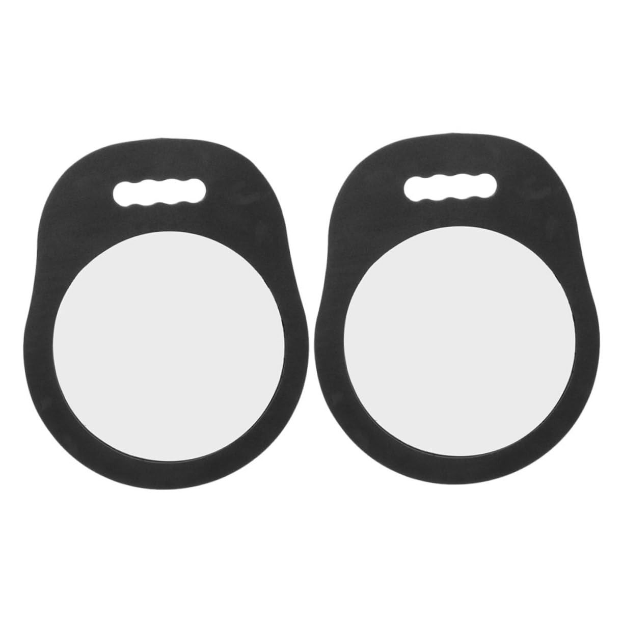 Miroir à main rond noir en verre et écume pour coiffure et barbier x2