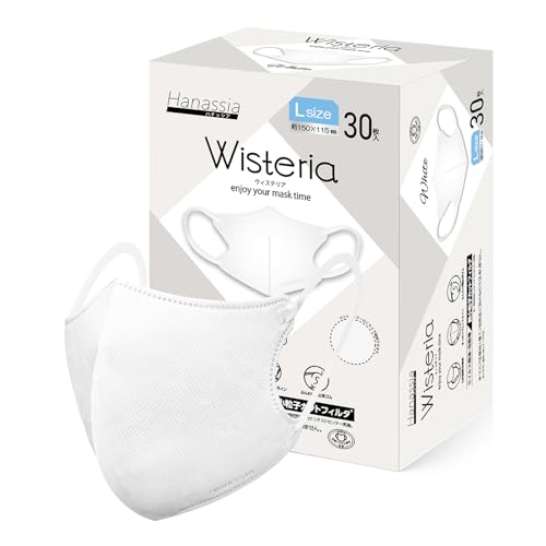 Hanassia�}�X�N�s�D�z ���̌^ �傫�߃T�C�Y(150×115mm) ��?� 30�� Wisteria �g���̂ă}�X�N ������� �����ɂ��Ȃ�Ȃ� �z���C�g �S���}�X�N�H�Ɖ����}�[�N����