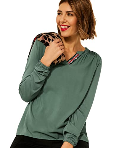 Street One T- Shirt à Manches Longues 2 en 1, Frosty Green, 48 Femme Cover