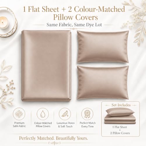 Image of Cloth Fusion Flat Satin Bedsheet Super King Size 108x108 inch