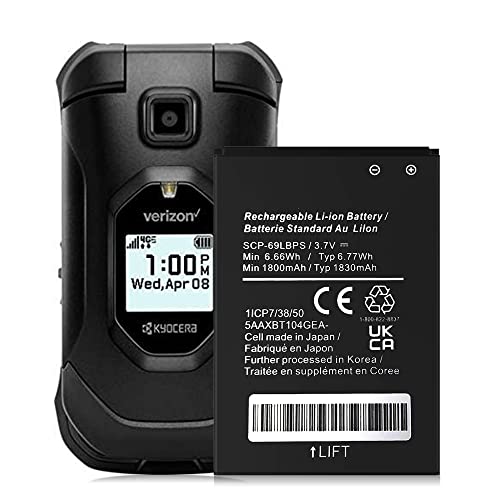 SHENMZ SCP-69LBPS Battery, 1800mAh High Capacity Replacement Battery Compatible with Kyocera DuraXV LTE E4610 DuraXV E4520 DuraXA E4510 DuraXE E4710 SCP-63LBPS Battery