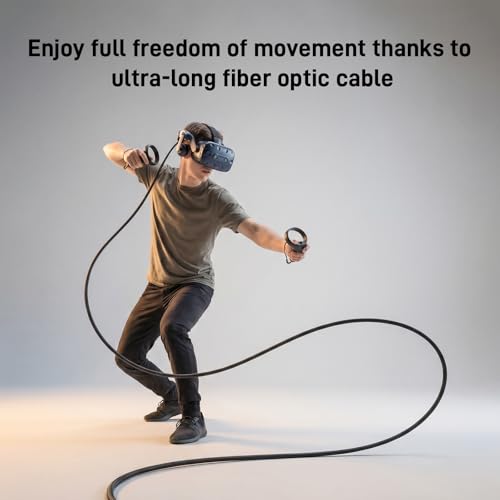 FIBBR Fiber Optic Link Cable with Charging 10FT for Oculus Quest 2/3S/3/Pro3s, Pico 4, PC VR, Steam VR, USB 3.1 5Gbps High Speed Data Cable, Type C Charger Cord for VR Headset Accessories