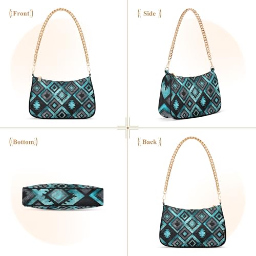 Bolso Tote Negro Mármol Turquesa para Mujer miniatura 4