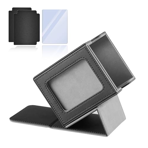 HSMH MTG Deck Box for Commander Display Window,Card Deck Box Fits 100 Double Sleeved Cards Applicable to all card transactions such as TCC/CCG/EDH (Black Gray)