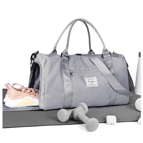 Image of Gym Bag Womens Mens with Shoes Compartment and Wet PocketTravel Duffel Bag for Women for Plane, port Gym Tote Bags Swimming Yoga Small Waterproof Weekend Overnight Carry on Bag Hospital Holdalls
