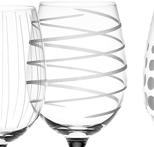 Mikasa Set of 4 Cheers Crystal White Wine Glasses, Silver - Image 6