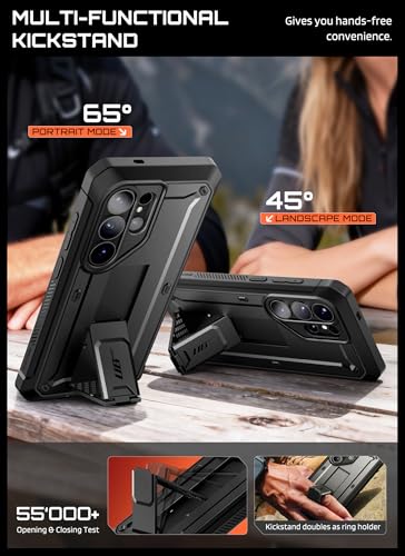 Image of SUPCASE for Samsung Galaxy S26 Ultra Case with Stand & Belt-Clip (Unicorn Beetle Pro), [2 Tempered Glass Screen Protectors & Front Frame] Military-Grade Protective Phone Case for S26 Ultra, Black