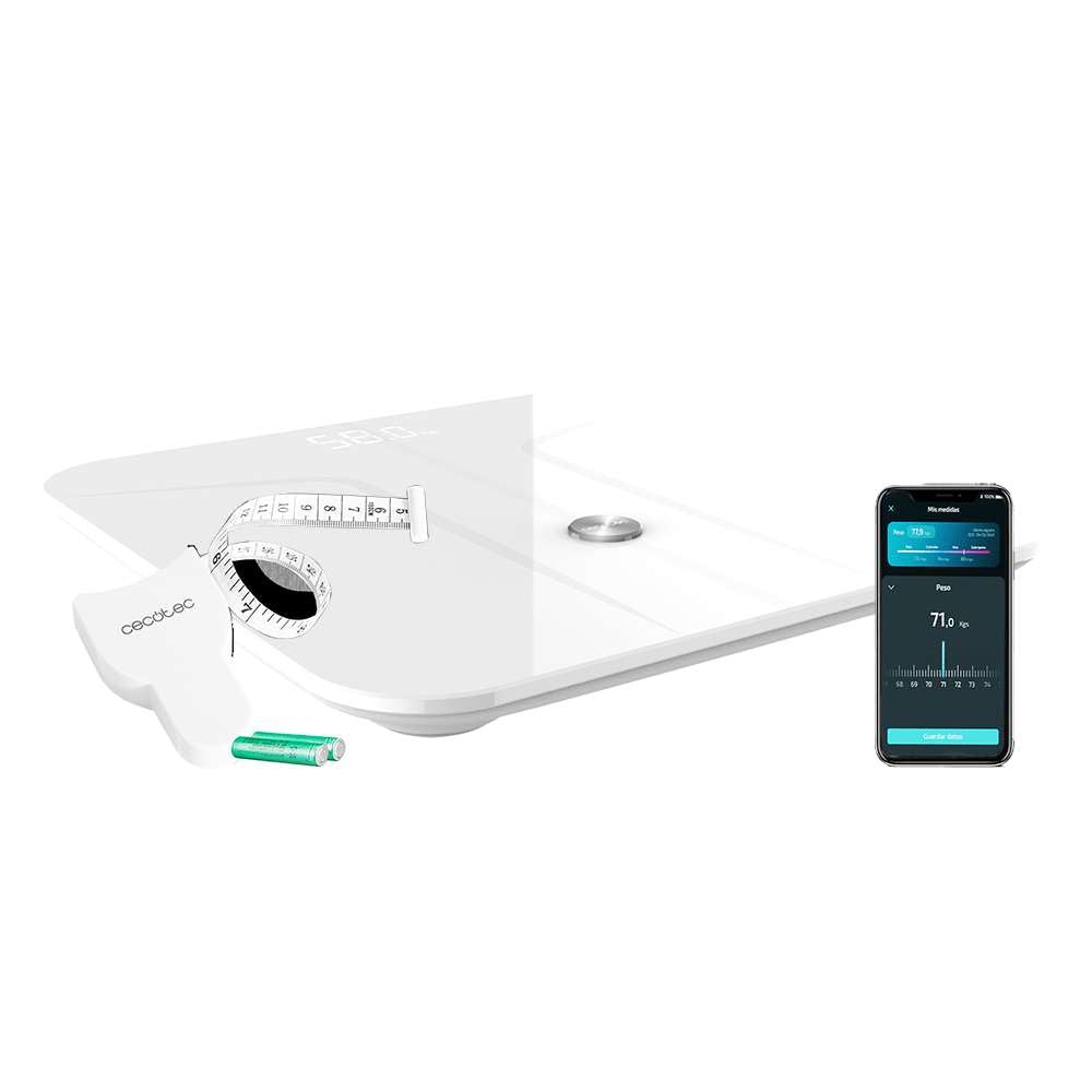 Cecotec Bilancia da bagno Surface Precision 970 Smart Healthy, Connessione Bluetooth 4.0, Misurazione dell'Impedenza Bioelettrica, Vetro Temperato, Display a LED