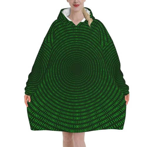 Sweat à capuche oversize code binaire pull couverture flanelle femme
