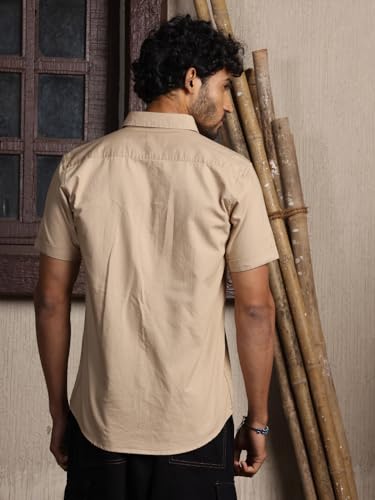 Image of Thomas Scott Men's | Embroidered Printed | Half Sleeve | Regular Fit | 100% Cotton | Double Pocket | Spread Collar | Casual Shirt