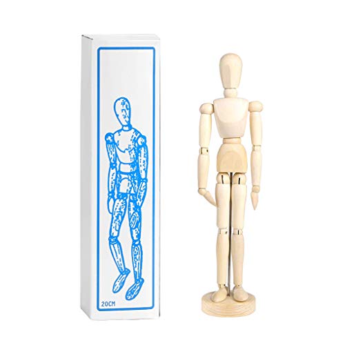 Holiberty OFF-COM-000088-XBTT 8 Inch Artists Wooden Manikin Flexible Body Joints Human Figure Puppet Model Wood Male Mannequin Doll Ornament Stand thumb #8