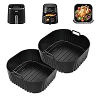2 Pezzi Teglie Silicone per Friggitrice ad Aria, 23cm Contenitori Friggitrice ad Aria Accessori per Cosori 5,5L/6L/6,2L, Philips 2000 NA230 6,2L, Russell Hobbs 8L, Moulinex 5L/6,5L/7L