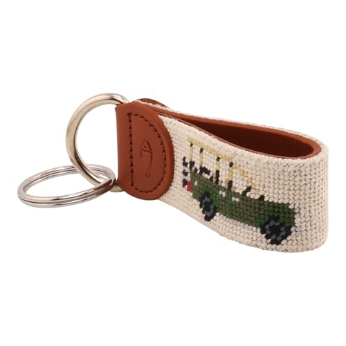 Image of Leather Hand-Stitched Needlepoint Key Fob or Key Chain