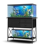 Fish Tank Stand 40 Gallon: Sturdy Aquarium Stand with Accessories Storage - Metal Tank Stands Table for 40-50 Gallon Reptile Breeder Turtle Terrarium - 36.6"x18.8" Weight Capacity 660 lbs