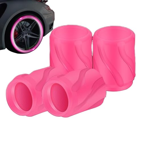 MLqkpwy タイヤ エアバルブキャップ 蓄光 蛍光 暗闇で光るタイヤバルブキャップ、蛍光タイヤバルブキャップ,4x エアーバルブキャップ 発光 、ールバルブタイヤエアカバー、ライディングバイクアクセサリー