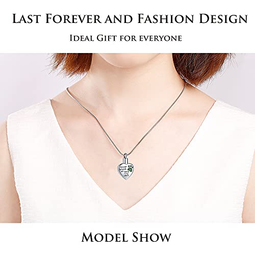 Rimzviux Pet Cremation Jewelry For Ashes Waterproof Dog Cat Urn Pet Memorial Gifts Ashes Necklace No Longer By My Side Forever In My Heart (Jade Green Paw) #TOP3