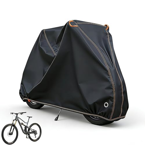 FRONDENT Fahrradabdeckung Wasserdicht, Fahrradgarage 500D Oxford-Gewebe, 200x110x70cm Fahrradplane Outdoor, Fahrradhülle Mit Schlossführung Und Beutel, für Mountainbikes, Rennräder, Motorräder, E-Bike