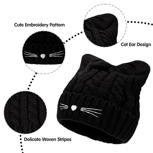 Kids Girls Cat Ear Hat Winter Warm Knit Beanie Cute Ski Skull Cap for Ages 7-124