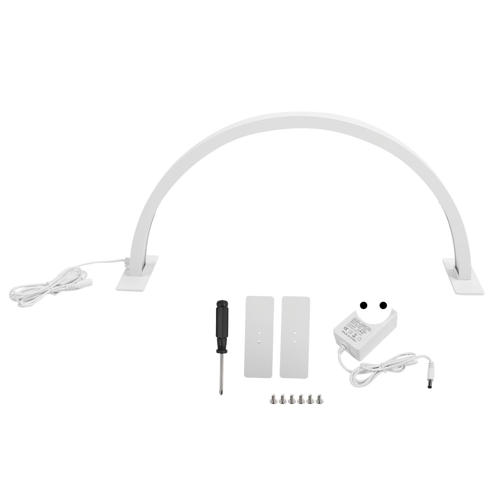 Lampe de Bureau Demi-lune LED, Lampe de Bureau Demi-lune pour Empêcher le Glissement des Bases Stables Blanches pour le Tatouage des Sourcils (Prise UE)
