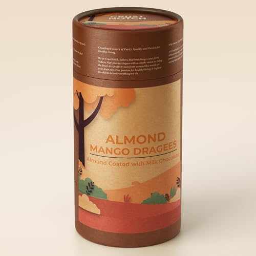 Image of CrustNotch Premium Almonds Mango Dragees | Whole Almonds Coated in Rich Milk Chocolate with Natural Mango Flavor | Gourmet Chocolate Covered Nuts | Perfect Snack Gift | 200gm