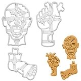 Set of 3 Zombie cookie cutters (Designs: Zombie Head, Heart in Zombie Hand, & Zombie Foot), 3 pieces - Bakerlogy