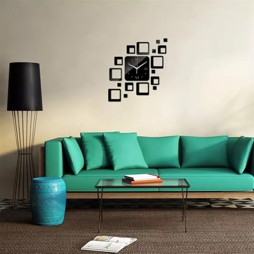 Reloj de combinación cuadrada 3D para decorar una sala de estar moderna y luminosa 4