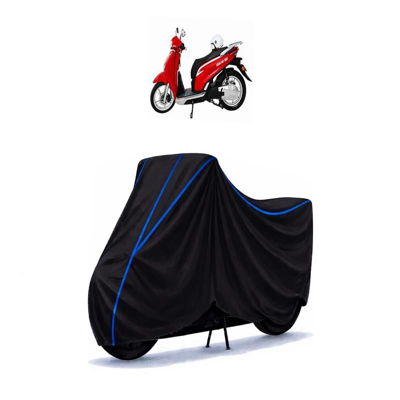 Image of Scooty Cover Water Resistant for Okhi | Universal Scooter & Bike Cover | Heavy Duty UV Protection | Dust, Rain & Scratch Protection | Elastic Fit All Weather Indoor Outdoor | Black with Blue Piping