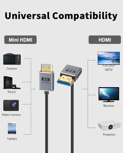 Cable mini HDMI a HDMI de 48 Gbps para conectar tu tableta y laptop a la HDTV 6