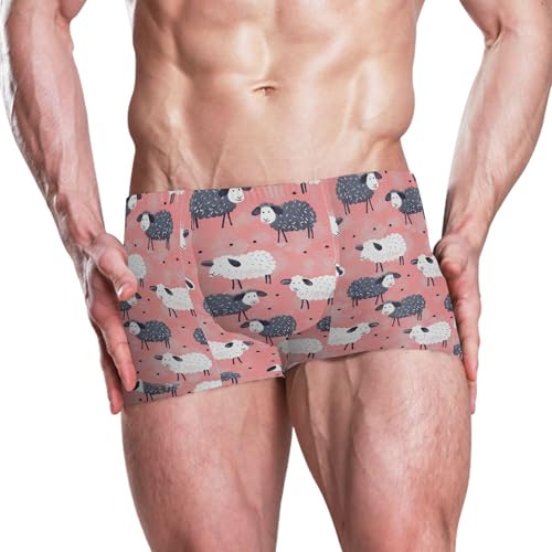 Mens Swim Trunk Swimwear Bathing Suit Swim Brief Square Leg Board Short S B0403392sheep Cute Animal2