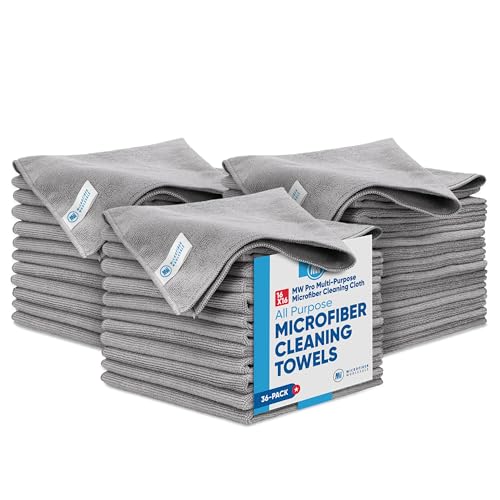 MW Pro Microfiber Cleaning Cloth | Gray | 36 Pack | 16” x 16” | All Purpose Microfiber Towels - Clean, Dust, Polish, Scrub, Absorbent