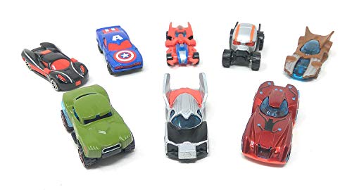 Image of Storio Metal Super Hero Theme Cars Diecast Metal Pullback Toy car Play Set for Kids Best Gifts Toys for Kids Boys - Set of 8, Multi color