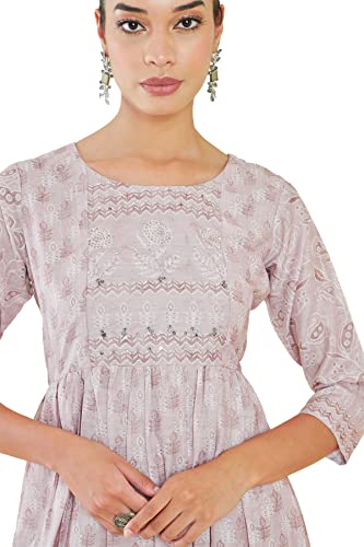 Image of Soch Women Beige Modal Floral Dress