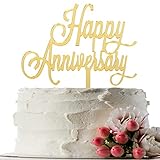 INNORU ™ Happy Anniversary Cake Topper - Gold Mirror Wedding Anniversary,Birthday Party Decoration P
