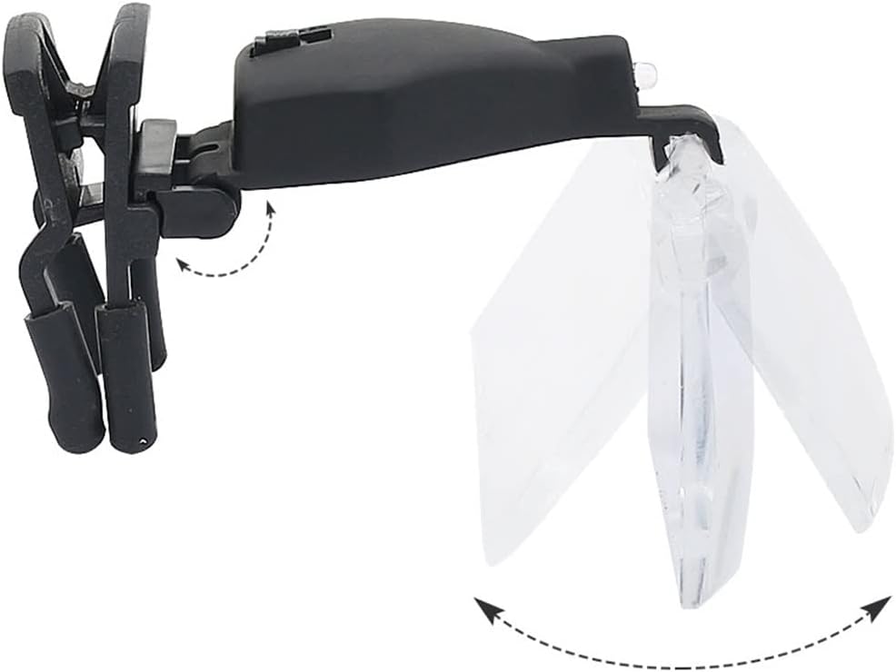 Multipurpose Lighted Glasses Magnifier with Clip and with Handheld Lighting