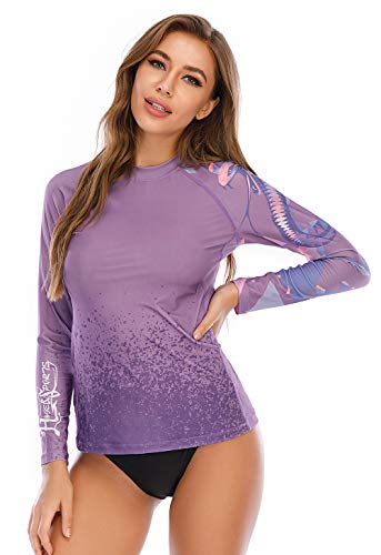 HUGE SPORTS Women's Rash Guard Long Sleeve Sun Protection UPF 50+ Beast Series Swimsuit Top(Cobra,L)