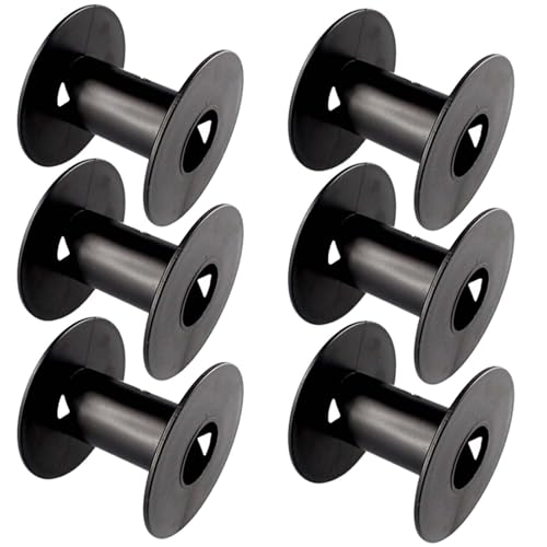Image of 6 Pcs Plastic Spool 71mm Black Bobbin Round Ends Empty Thread Spools for Sewing Embroidery Yarn Ribbon DIY Crafts