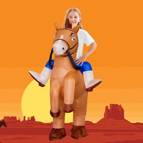Disfraz inflable de caballo Stegosaurus para niños miniatura 3