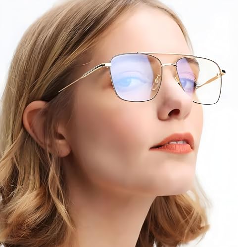 Image of Roshfort Eyewear Zero Power Blue Cut & Antiglare Computer Square Eyeglasses | Men & Women | Medium - Pack Of 1