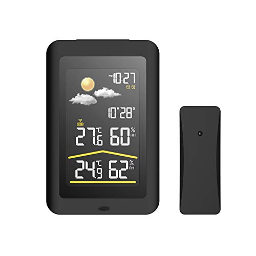 Weather Station with Outdoor Indoor Sensor,Color Screen Multifunctional Temperature And Humidity Meter Weather Forecast Alarm Clock Wall Clock