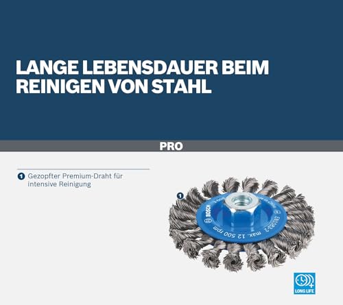 Bosch Professional Scheibenbürste, Drahtbürste 110 mm, Draht 0,5 mm, 2608622059 (Packung mit 2)
